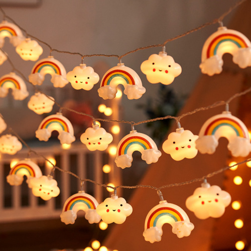 Rainbow cloud small lanterns bedroom layout decorative lights children's tent lights room hanging lights camping atmosphere decorative lights