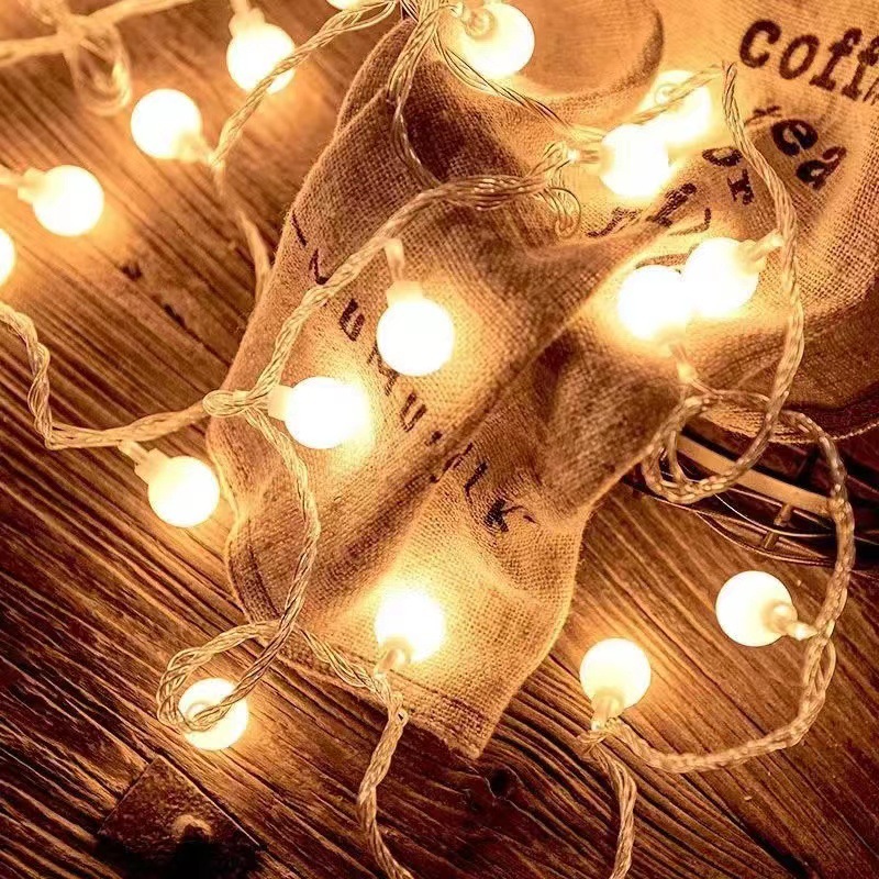 Cross-border LED solar light string Christmas atmosphere light camping lantern bubble ball small white ball water drop lantern