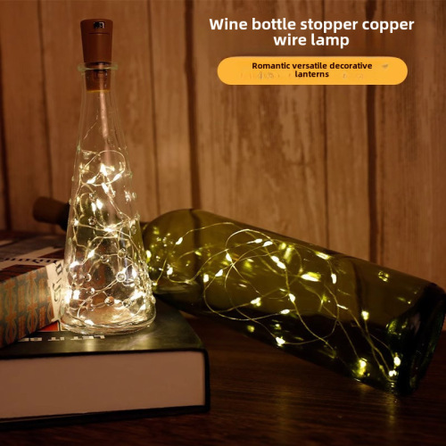 LED wine bottle light string copper wire light string button battery wine stopper light mini bottle cap light string gift Christmas lantern