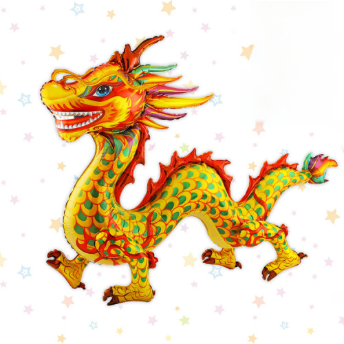New national fashion style Chinese Year of the Dragon Lion Dance Button Assembly Aluminum Film Balloon New Year’s Day Party Decoration Arrangement