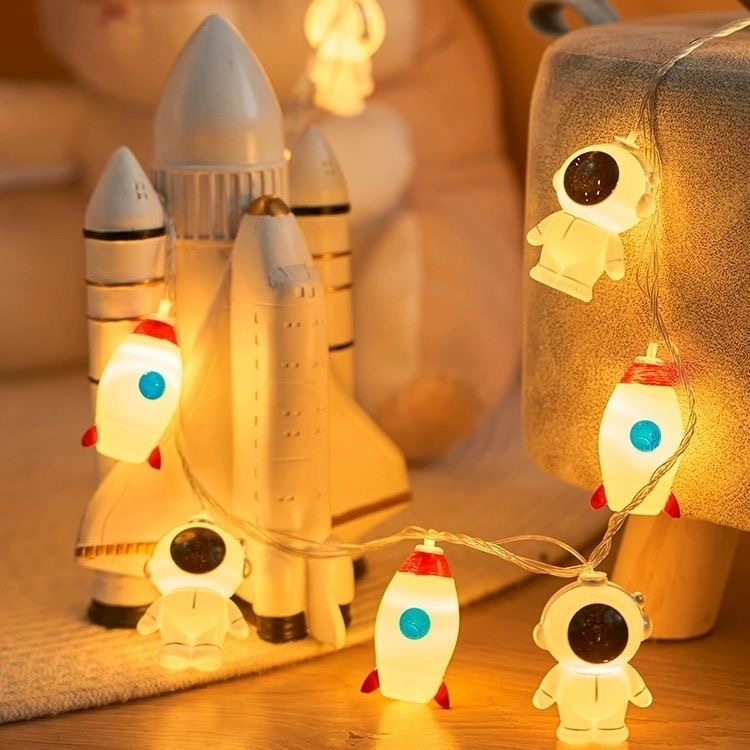 Solar LED Astronaut Rocket Creative Colored Light String Children's Bedroom Decorative Light Ambient Light