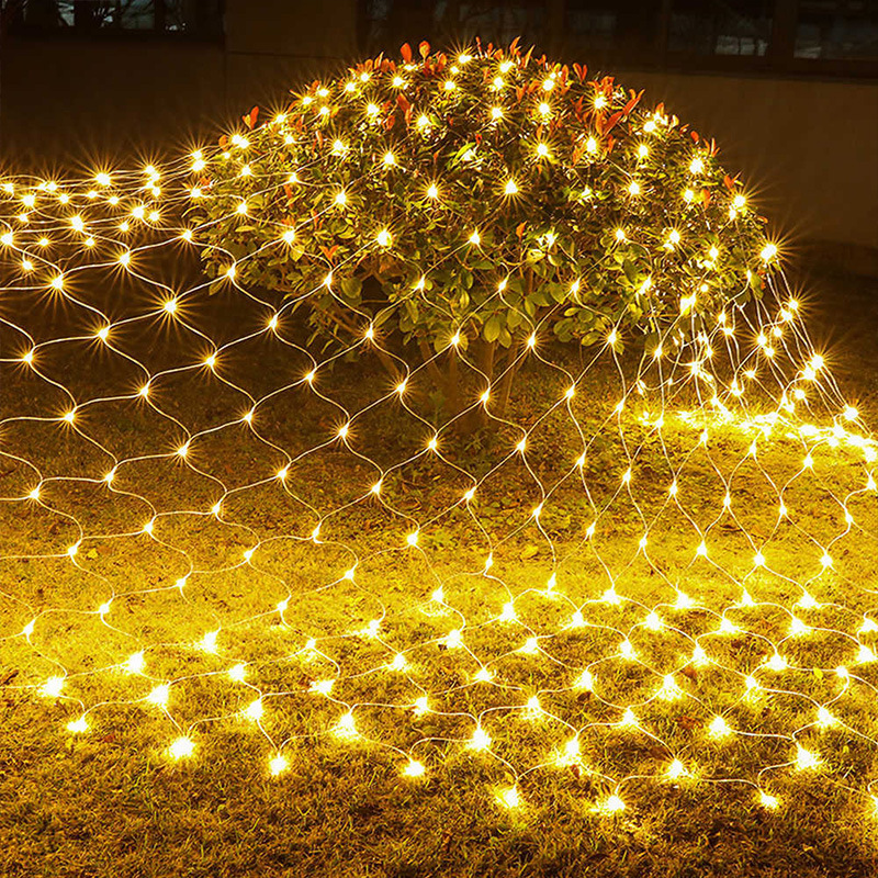 led fishing net light outdoor waterproof net light street tree decoration light holiday mesh light string solar lantern