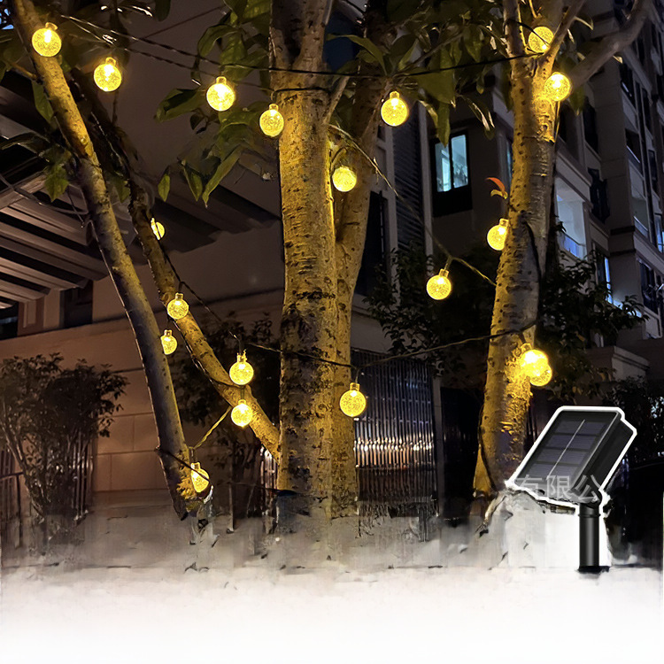 Solar light string bubble ball waterproof outdoor garden remote control string light Christmas tree light string crystal ball colorful light string