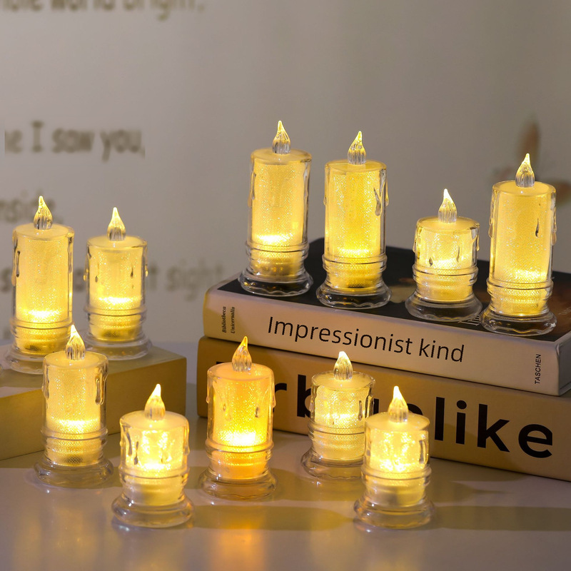 Mini simulation transparent electronic candle light led crystal candle light Christmas smokeless tealight romantic birthday candle