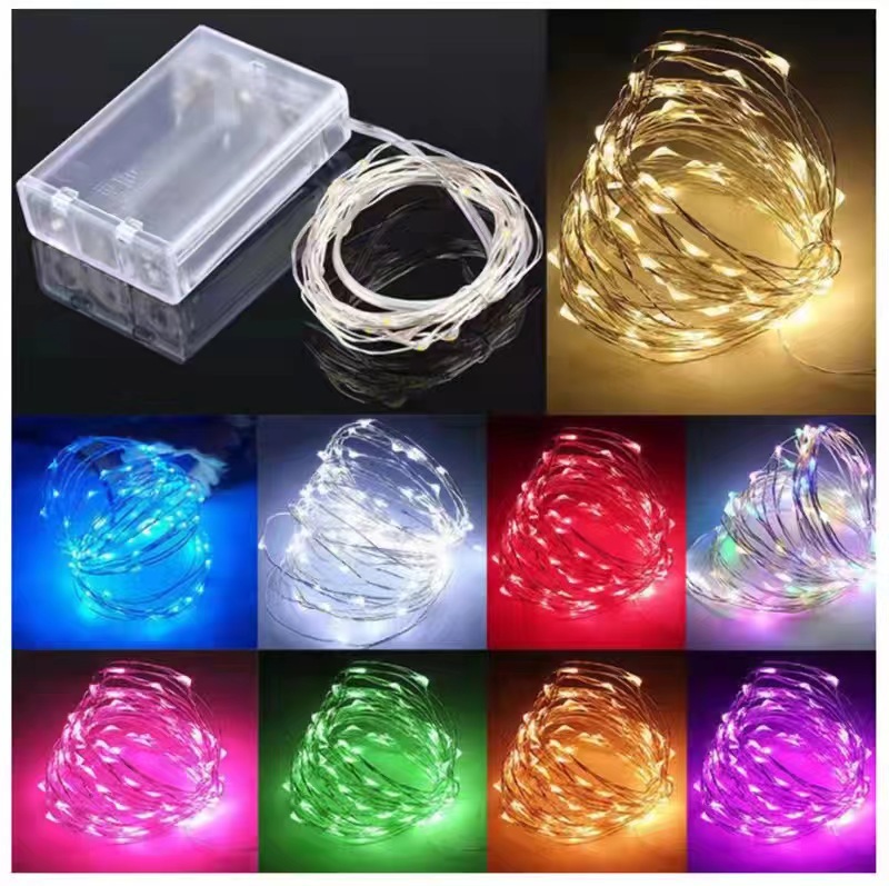 Cross-border battery box light string cake decoration gift box LED string light Christmas copper wire lantern wave ball light string lighting
