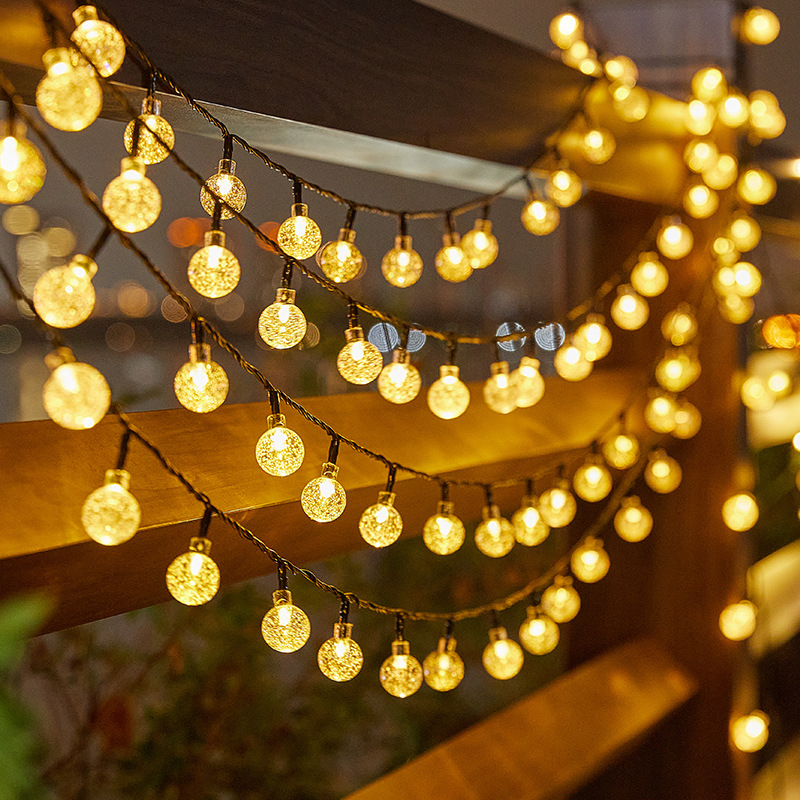 Solar bubble ball light string outdoor waterproof garden light round ball crystal ball holiday decoration light led lantern