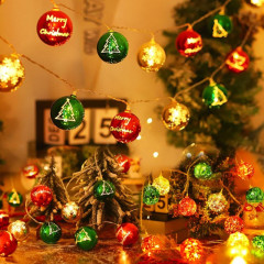 Cross-border LED Christmas electroplated ball light string snowflake five-pointed star mirror glowing atmosphere night light wholesale