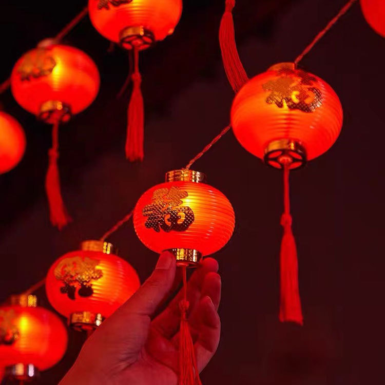 New New Year red lantern light string led blessing word lantern hanging light festival Lantern Festival Spring Festival decorative light