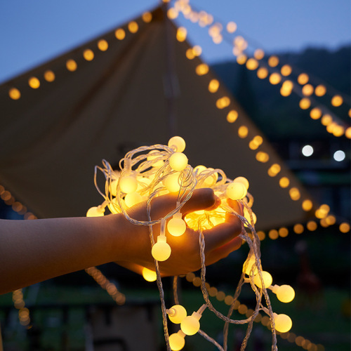 Hot selling LED colorful lights camping atmosphere string lights outdoor tent canopy decoration frosted small ball string lights wholesale