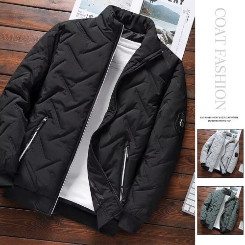 Can be returned or exchanged in second batch. New winter cotton-padded jacket with stand-up collar. Men's thickened and warm cotton-padded jacket. Handsome and loose.