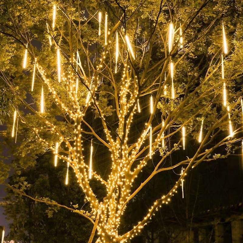 LED solar meteor shower light string Christmas tree light tube outdoor waterproof running water lamp holiday decoration lighting light