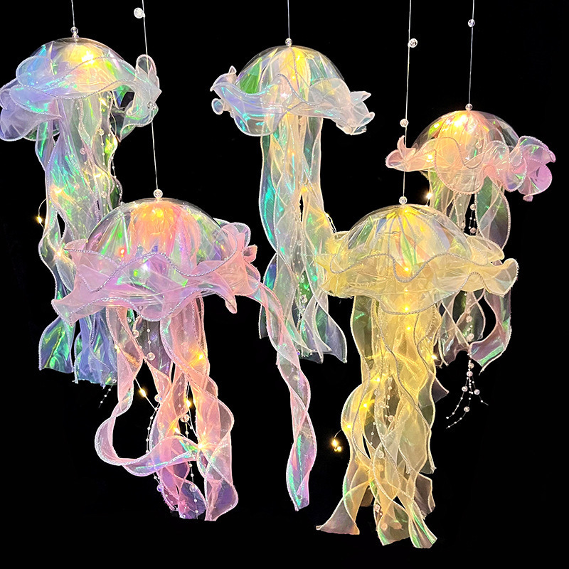 New portable luminous jellyfish lantern, colorful streamer flashing light, night light, street stall, night market, octopus jellyfish lamp