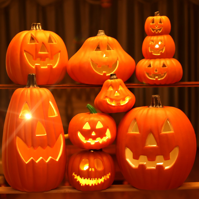 New Halloween pumpkin lantern shopping mall yard shop scene layout ornaments illuminated large pumpkin