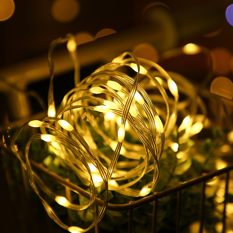 Cross-border LED waterproof battery box leather cord light low voltage outdoor remote control copper wire light courtyard Christmas decoration colorful light string
