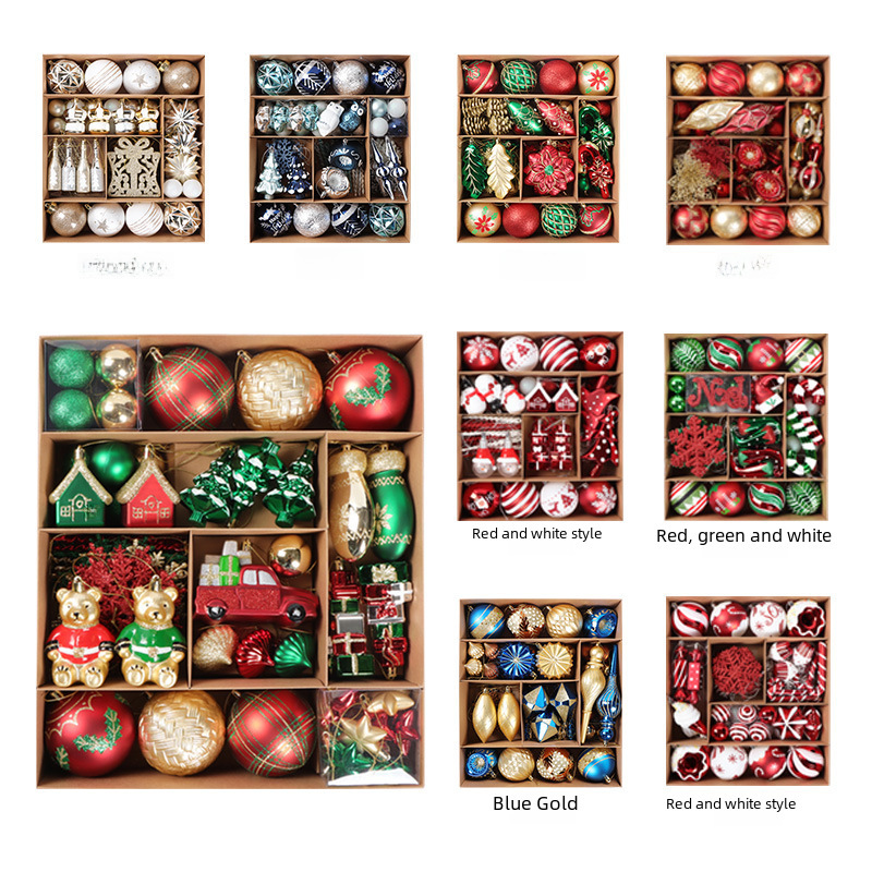 Cross-border 70-pack Christmas kraft paper tree decoration background Christmas balls wedding props pendant set Christmas special-shaped balls