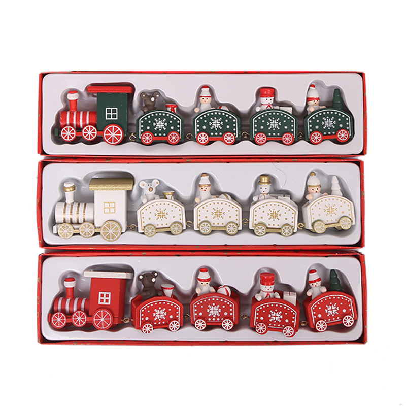 2024 cross-border wooden train Christmas decoration ornaments holiday gift