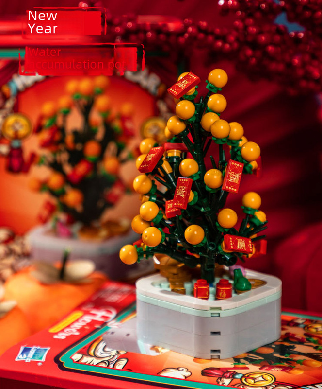 New Year Decoration Gifts Compatible with Lego Building Blocks Potted Plant Assemblage Spring Festival Shop Ornaments Year of the Dragon New Style 103E
