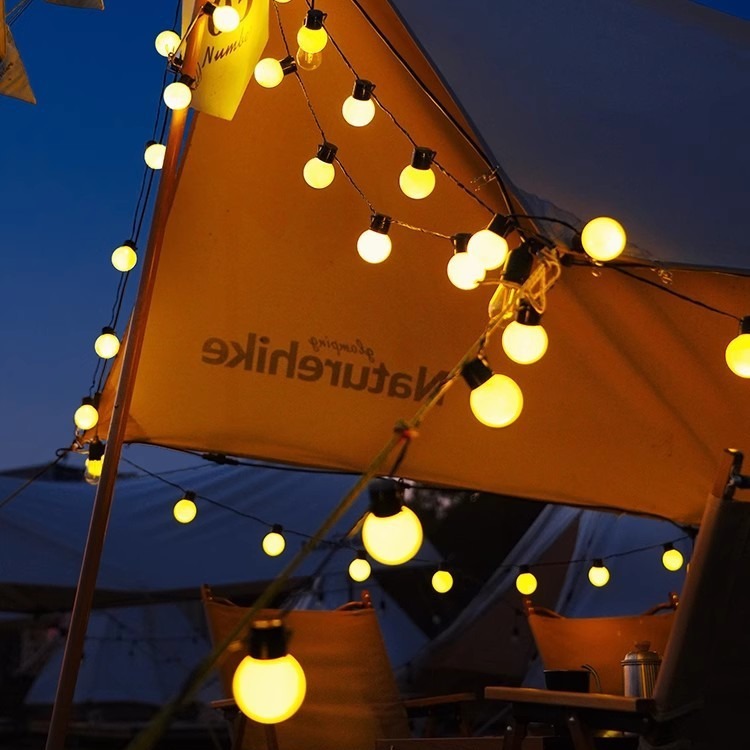 Outdoor camping atmosphere string lights waterproof led large ball lantern canopy tent decoration night market stall layout