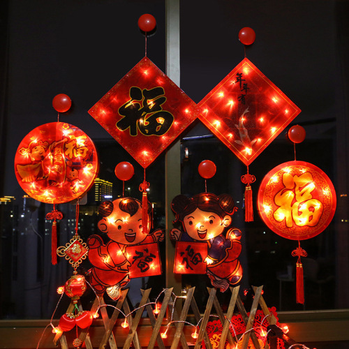 New LED New Year Atmosphere Suction Cup Light Decorative Light Shopping Mall Window Festive Light String Lantern Festival Decoration Hanging Light