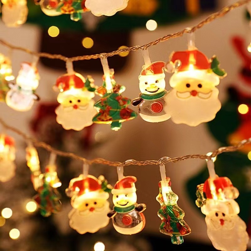 Cross-border new LED Christmas light string snowman Christmas cartoon character flashing light string scene arrangement decorative lights