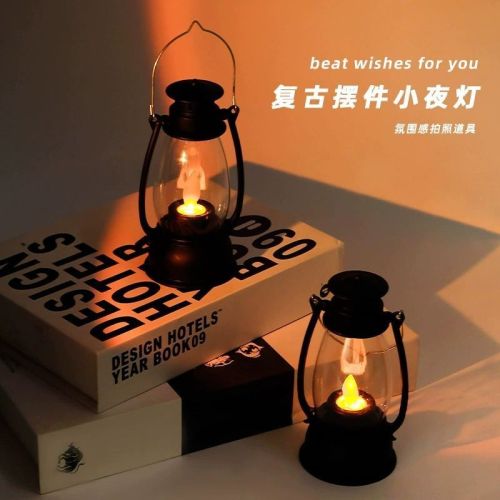 Photo atmosphere pony lantern light can shake retro night light non-open flame dream desktop decoration photo props