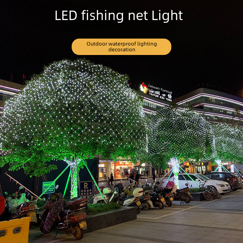 Cross-border LED Net Light Solar Low Voltage Fishing Net Lantern Starry Festival Christmas Wedding Lawn Decoration String Light