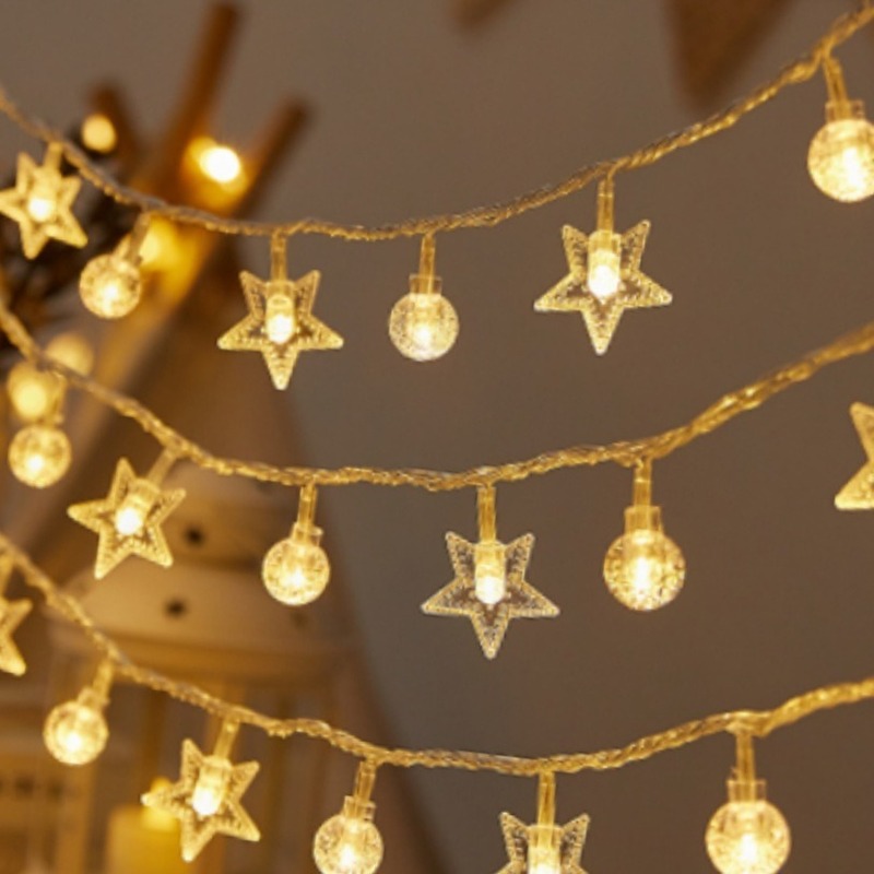 Cross-border five-pointed star light string battery star lanterns wedding holiday atmosphere lights starry Christmas decorative lights wholesale