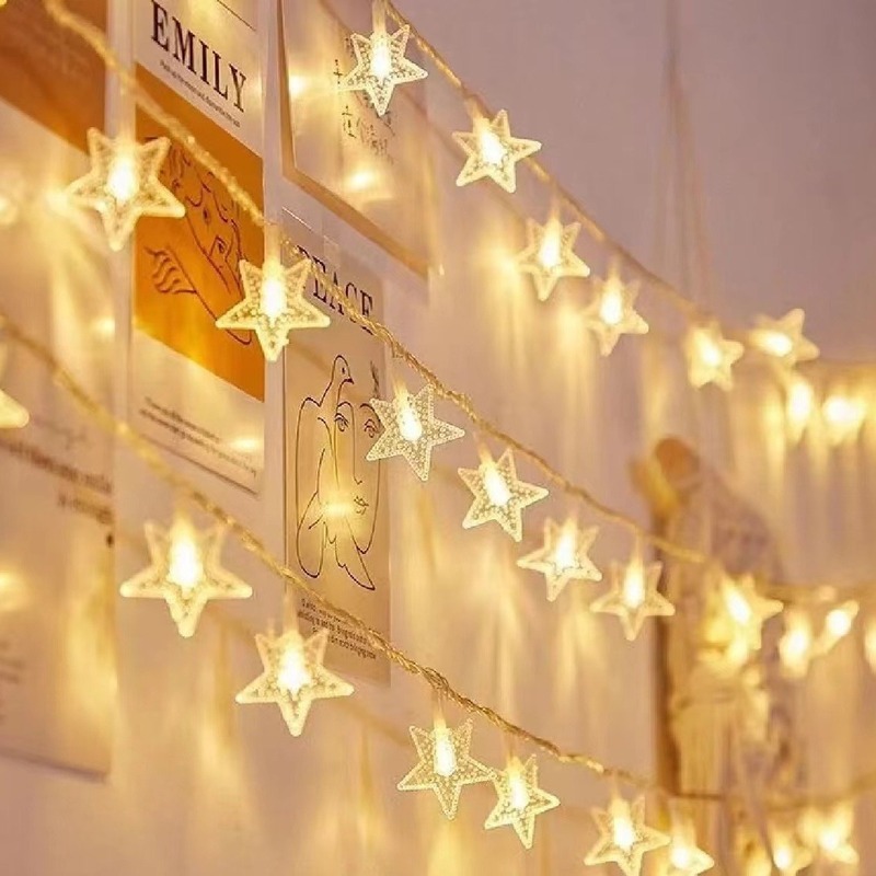 LED small white ball bubble ball five-pointed star snowflake lights string lights wholesale outdoor camping bedroom Christmas atmosphere lights