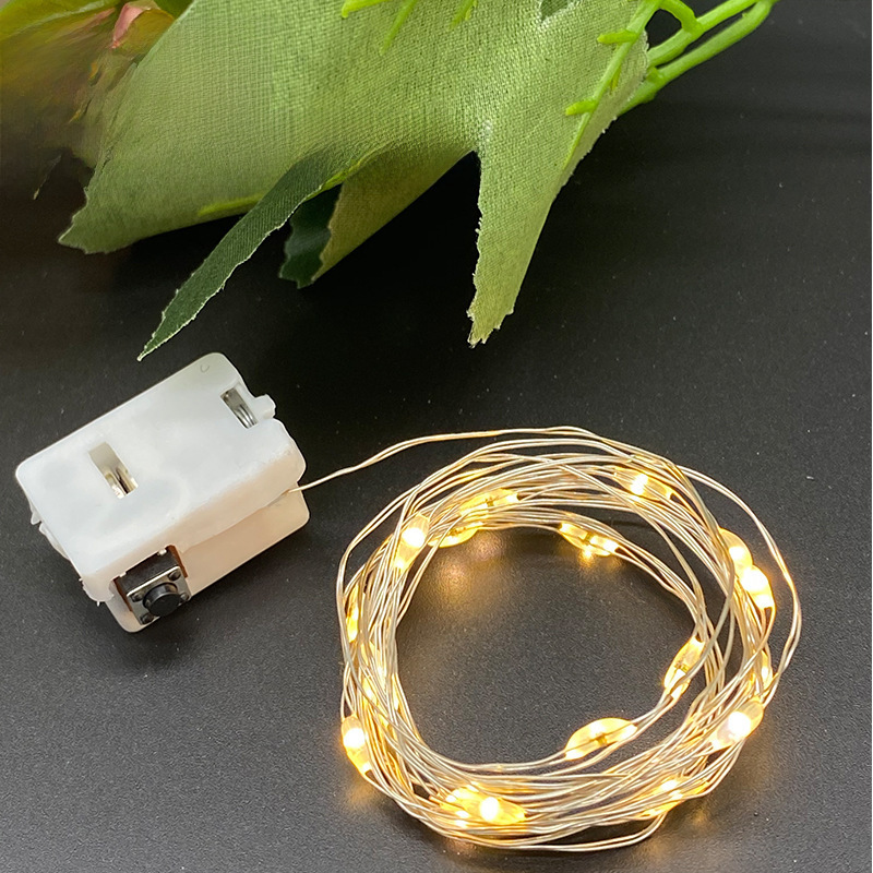 LED gift box cake bouquet decoration lantern light string AG13 battery light string small white box three-speed adjustable light string