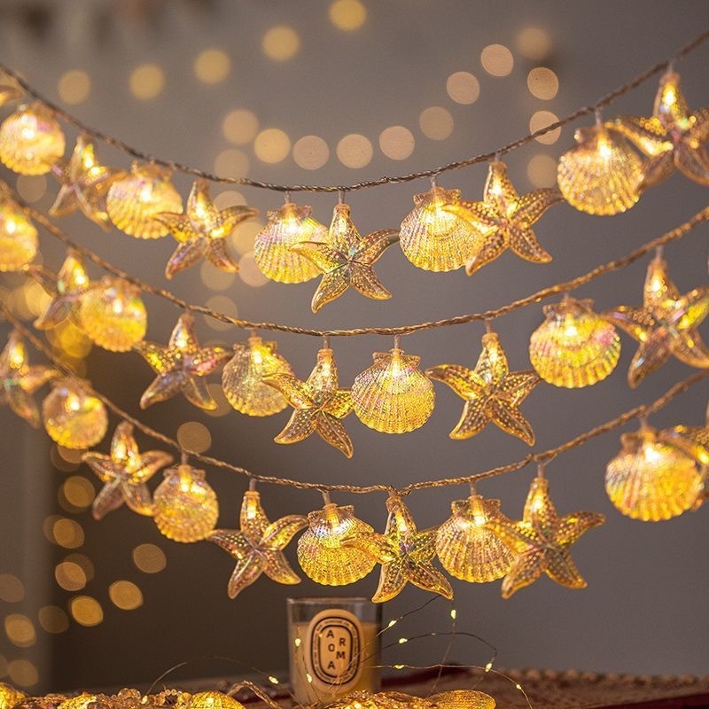 Solar LED colorful laser shell outdoor starfish string light Christmas decoration atmosphere light outdoor camping