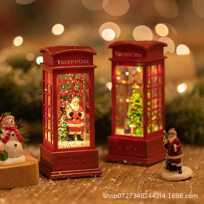 Christmas decorations, snowy night lights, scene layout, Christmas tree desktop decorations, photo props, children's gifts