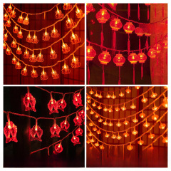 LED New Year red lanterns string Chinese festival blessing character spring decorative lights festival lights flashing atmosphere lights