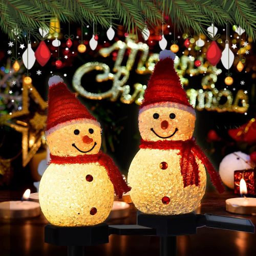 Solar ground lamp Christmas snowman decoration atmosphere night light outdoor courtyard garden EVA rice snowman