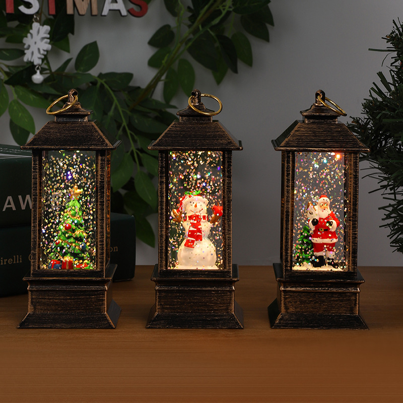 Christmas decorations, luminous water-filled Christmas lanterns, desktop decorations, Santa Claus interior, phone booth gifts