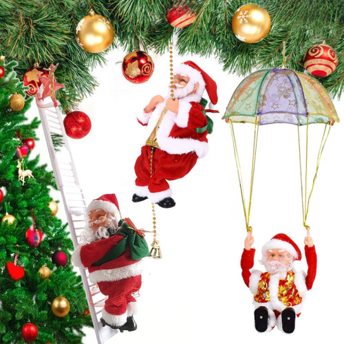 Parachute, old man climbing chimney, ladder, beads, old man Christmas doll, can climb rope, ladder, Christmas gift toy