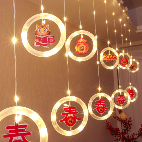 2024 New LED Spring Festival Decorative Lights, New Year Hanging Lanterns, Year of the Tiger, Wishes, Blessings, Ice Strips, Lanterns, Courtyard