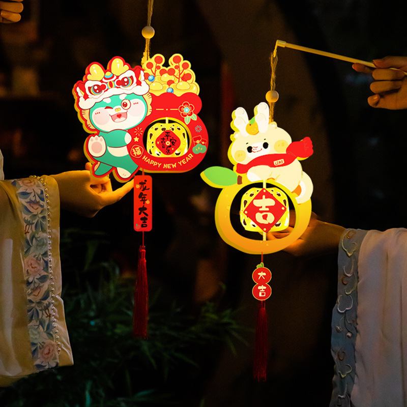 Lantern pvc bamboo luminous diy2024 Year of the Dragon children's portable Lantern Festival lantern stall with lights New Year