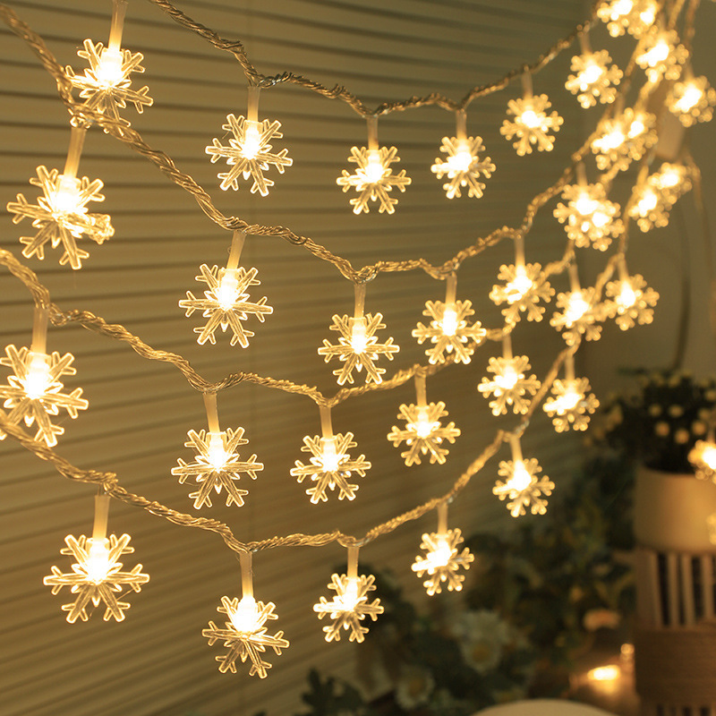 Christmas snowflake light string led small colored lights full of stars holiday decoration Christmas star plug-in small snowflake string lights