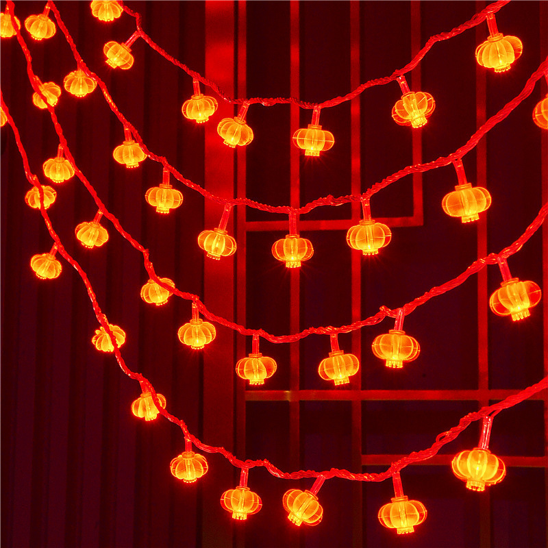 Red lantern New Year's lantern festive pendant light string Spring Festival decoration flashing lights festival layout LED Chinese knot light string