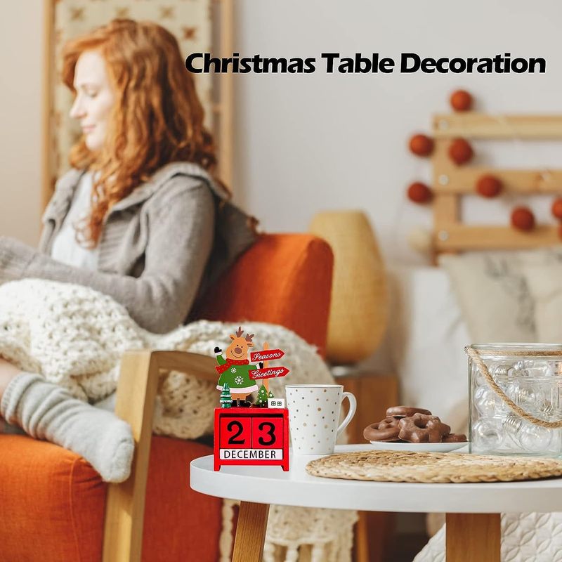 Window tabletop Christmas decorations New Christmas wooden calendar pendants Boxed Christmas gifts