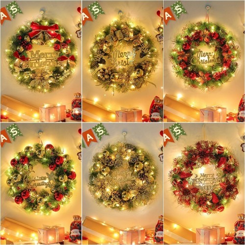 Christmas decorations snow garland 2024 new Christmas tree ring home hotel scene layout door hanging ornaments