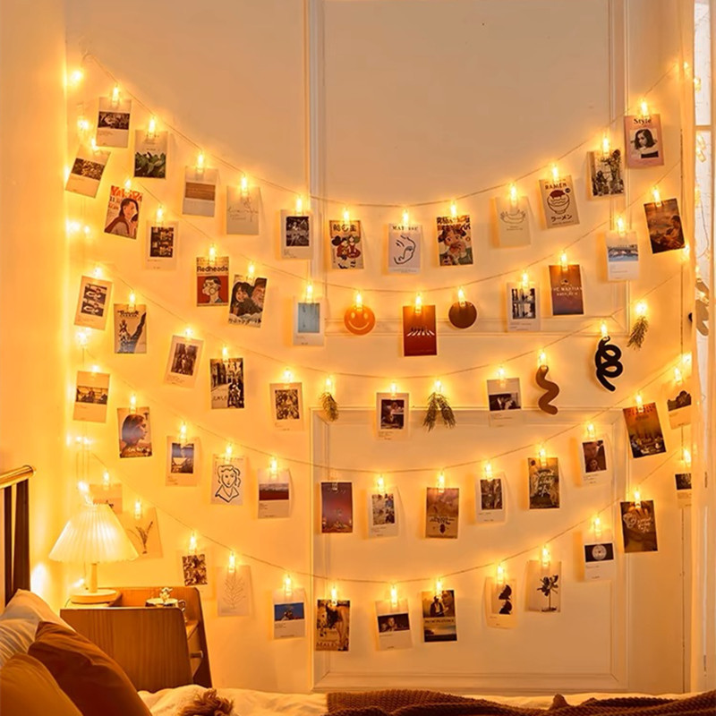 Copper wire light string clip USB photo wall Christmas wedding room full of stars decoration atmosphere scene lights
