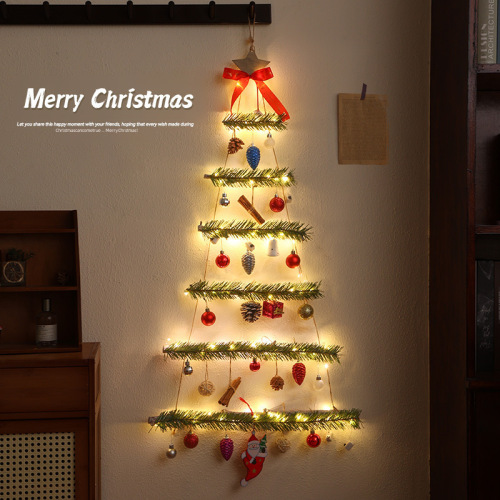 Christmas decorations, wall luminous non-woven Christmas tree, Christmas scene decoration, window door and window decoration supplies