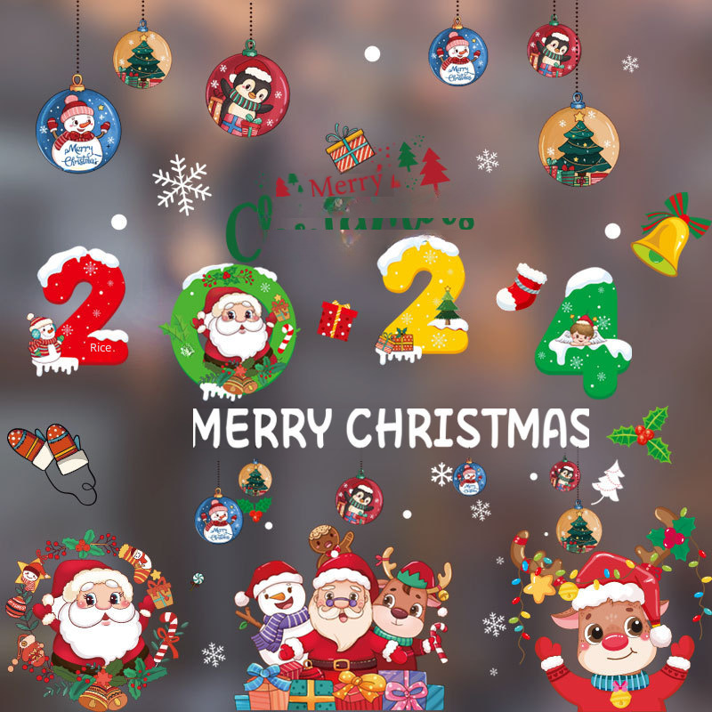 Christmas decorations Christmas Eve window atmosphere decoration kindergarten layout static stickers shopping mall hotel window stickers