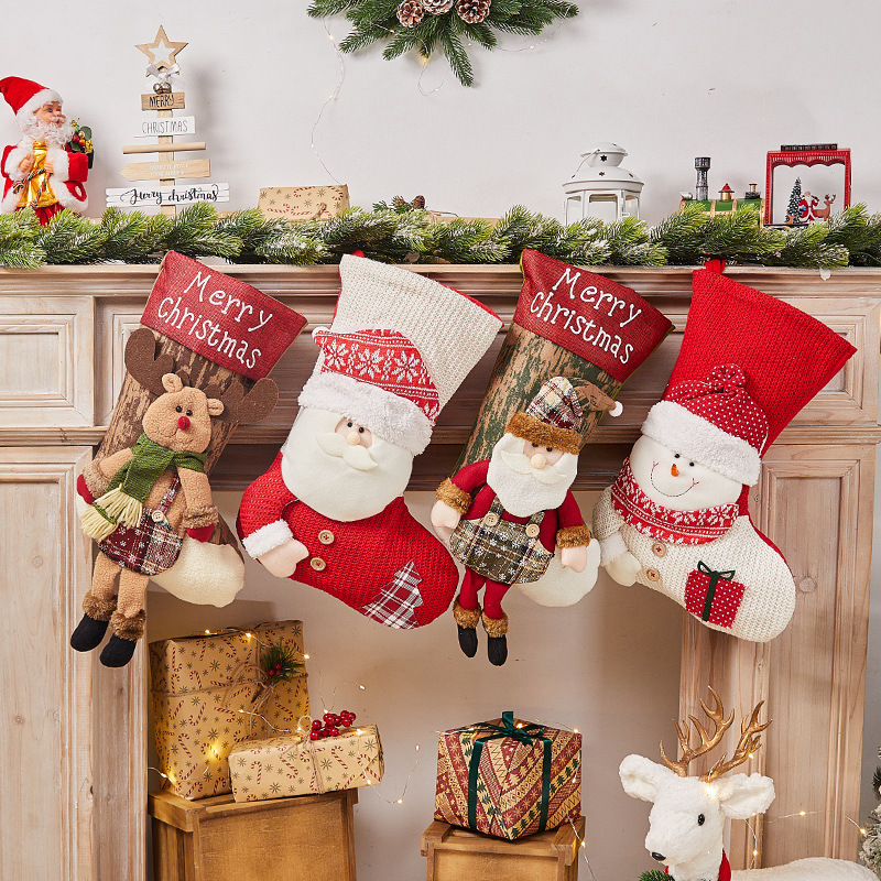 Christmas Sock Gift Bag Christmas Decorative Sock Christmas Eve Christmas Gift Children's Christmas Tree Pendant Candy Bag