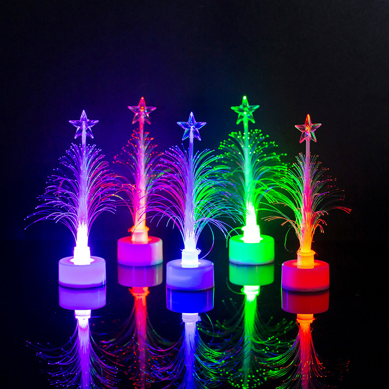 Colorful glowing Christmas tree LED flash fiber optic tree Christmas decoration small gifts street stall night market stall