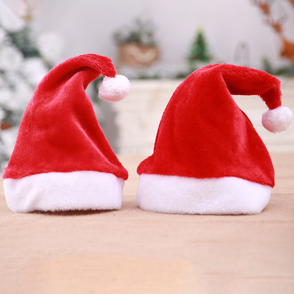 Christmas decoration supplies, high-end Christmas short plush hats, Christmas supplies, adult Christmas hat party decorations