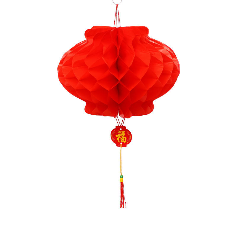 Plastic paper lanterns Spring Festival festive New Year's Day shopping mall opening decoration honeycomb big red series of small lanterns