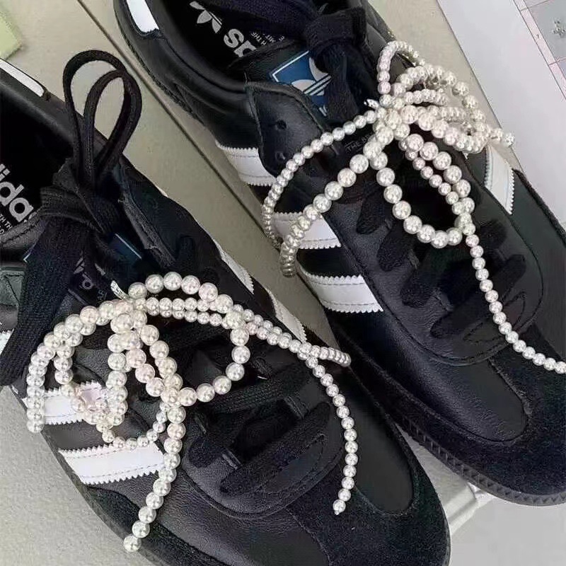 Korean version of the new pearl bow circle tassel shoe buckle hanging fashion small fragrant shoe accessories accessories