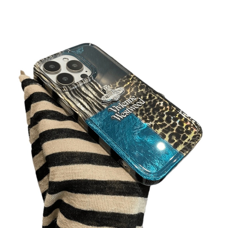 Blue leopard print three-dimensional planet chain suitable for iPhone15pormax Apple 14 mobile phone case 13 new style 12 women